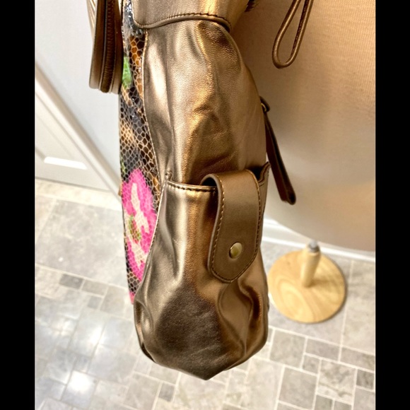 Sharif Gorgeous Large Bronze Metallic Colorful Pattern Bronze Chain Purse - Picture 6 of 15